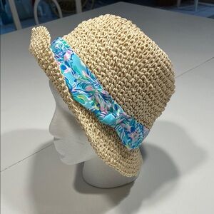 Lilly Pulitzer Natural Straw Hat with Pink Trim